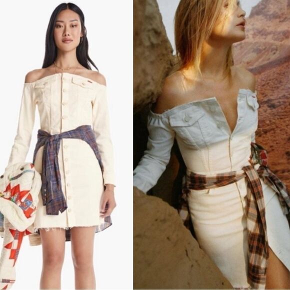 NWT Mother X Carolyn Murphy Mini White Dress Limited Edition Fray Size S - Picture 1 of 10